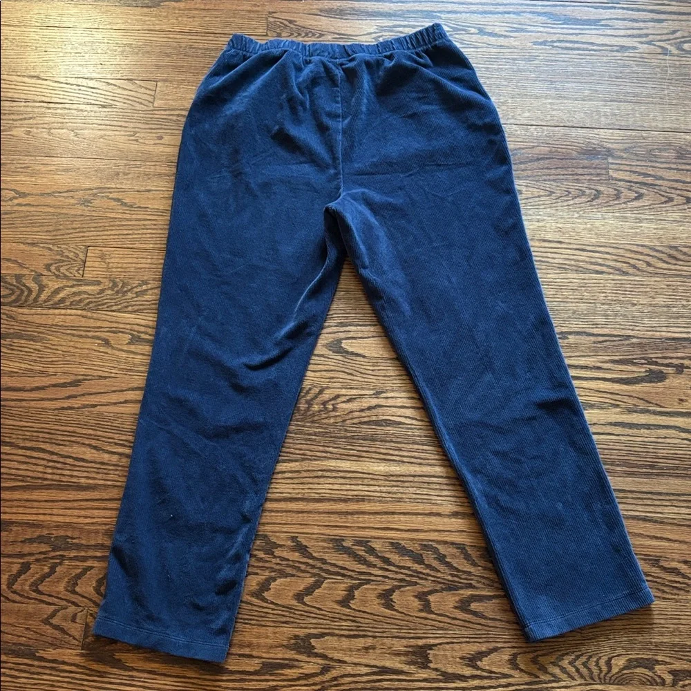 Lands End Women's Sport Knit High Rise Corduroy Pants, Deep Sea Navy, Size Large